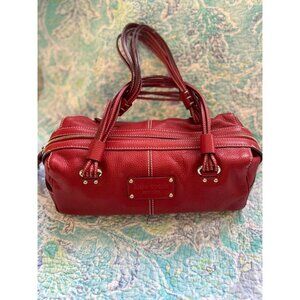 Vintage Kate Spade New York Red Pebbled Leather Satchel Bowler Bag